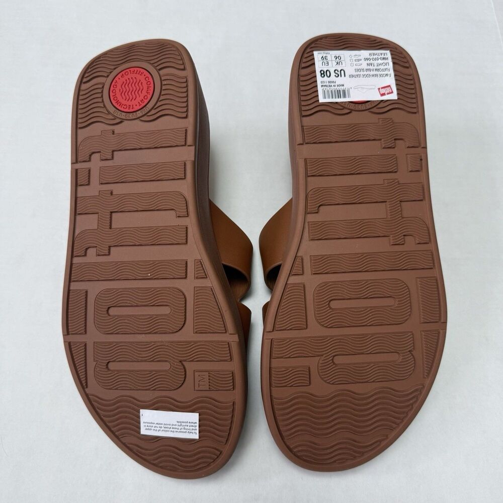 FitFlop Women's Leather Sandals Size 8 Light Tan Slip On Platform Comfort - Picture 4 of 12